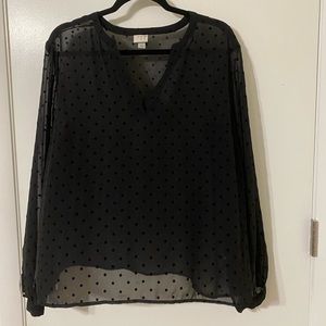 Black sheer polka dot blouse
